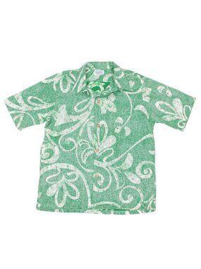 Vtg 60s SURF LINE Original  Jams World Hawaii Green Pareau Tiki Shirt  L/XL /545